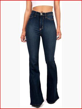 High Waist Fitted Flare Denim Jeans Stretchy Material Juniors Sizing